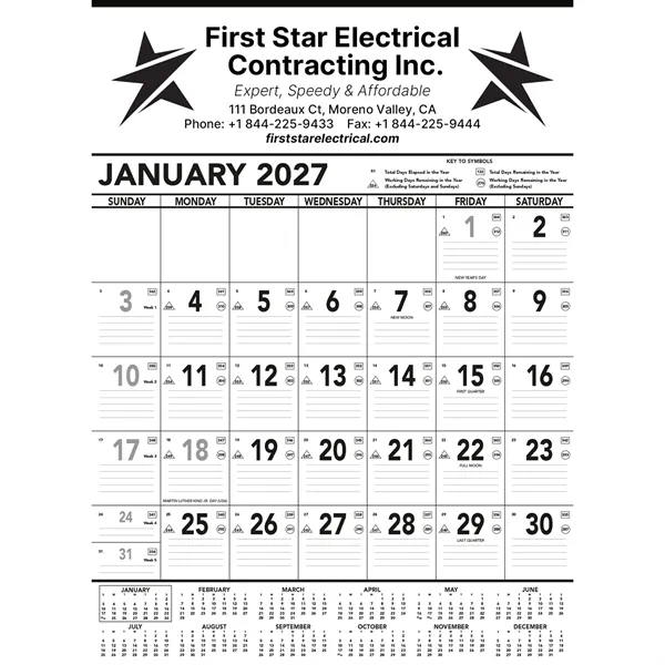 Commercial Contractor Calendar: Black & White 2027
