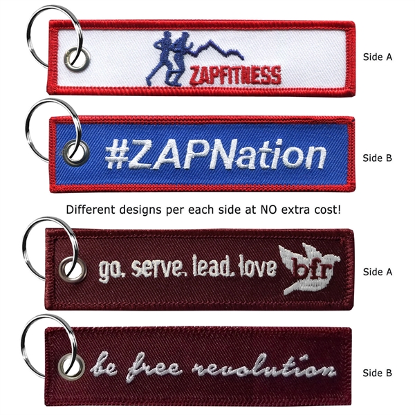 2 Sided Embroidered Medium Size Key Tags - 2 Sided Embroidered Medium Size Key Tags - Image 1 of 4