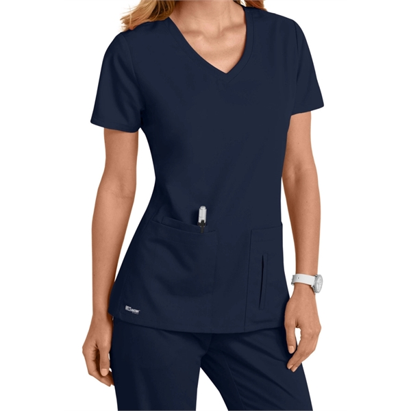 Barco Grey's Anatomy Women's Side Panel V-Neck Scrub Top - Barco Grey's Anatomy Women's Side Panel V-Neck Scrub Top - Image 3 of 9