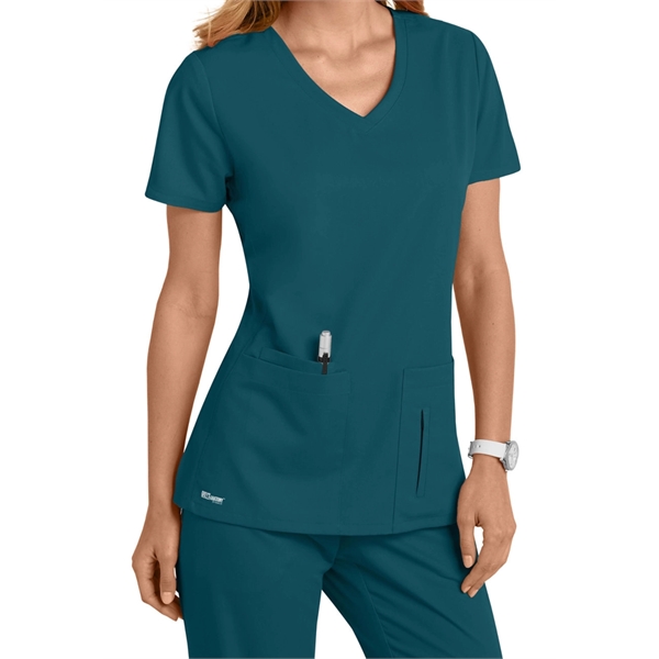 Barco Grey's Anatomy Women's Side Panel V-Neck Scrub Top - Barco Grey's Anatomy Women's Side Panel V-Neck Scrub Top - Image 4 of 9