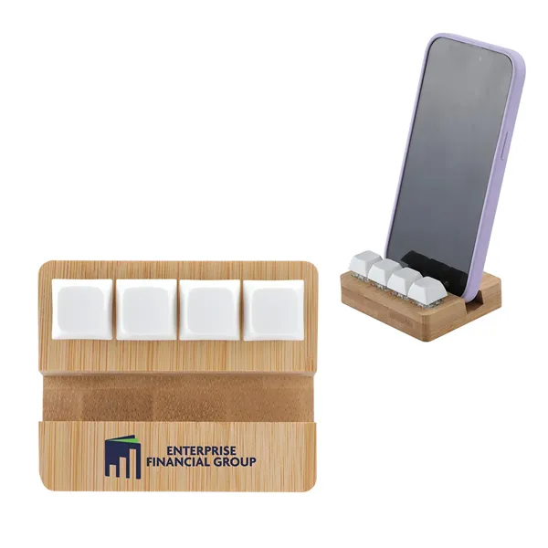 Bamboo Phone Stand with Stress Reliever Keyboard