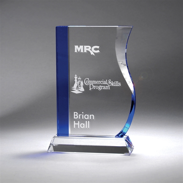 Cobalt and Clear Optic Crystal Ribbon Award