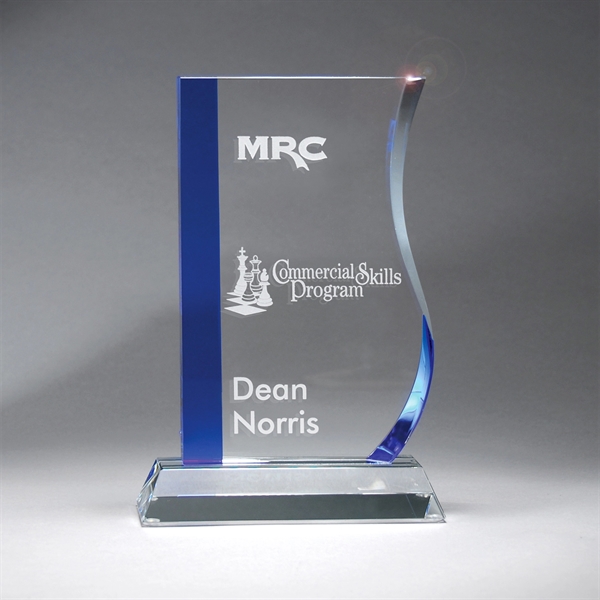 Cobalt and Clear Optic Crystal Ribbon Award