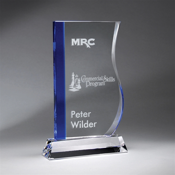 Cobalt and Clear Optic Crystal Ribbon Award