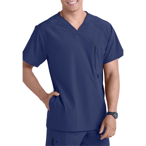 Barco One Men's V-Neck Zip-Pocket Solid Scrub Top - Barco One Men's V-Neck Zip-Pocket Solid Scrub Top - Image 3 of 11