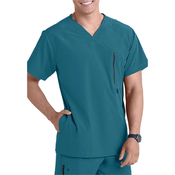 Barco One Men's V-Neck Zip-Pocket Solid Scrub Top - Barco One Men's V-Neck Zip-Pocket Solid Scrub Top - Image 5 of 11