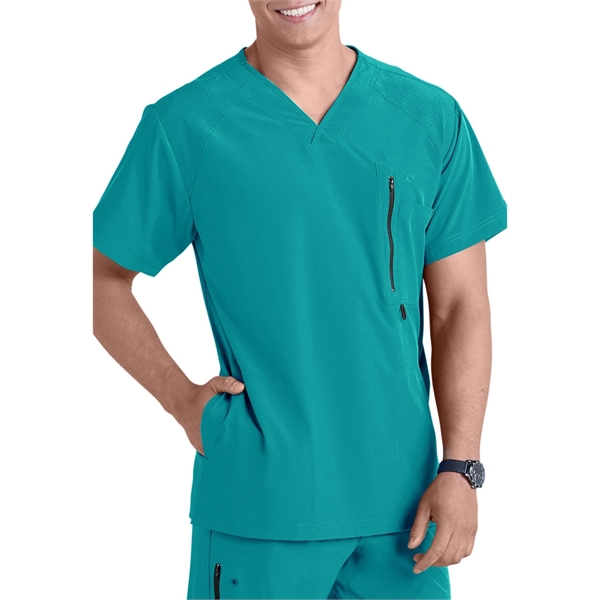 Barco One Men's V-Neck Zip-Pocket Solid Scrub Top - Barco One Men's V-Neck Zip-Pocket Solid Scrub Top - Image 6 of 11