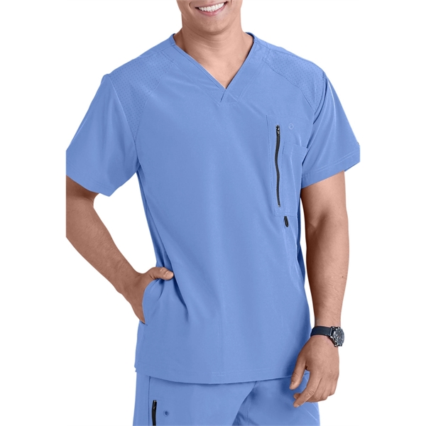 Barco One Men's V-Neck Zip-Pocket Solid Scrub Top - Barco One Men's V-Neck Zip-Pocket Solid Scrub Top - Image 7 of 11