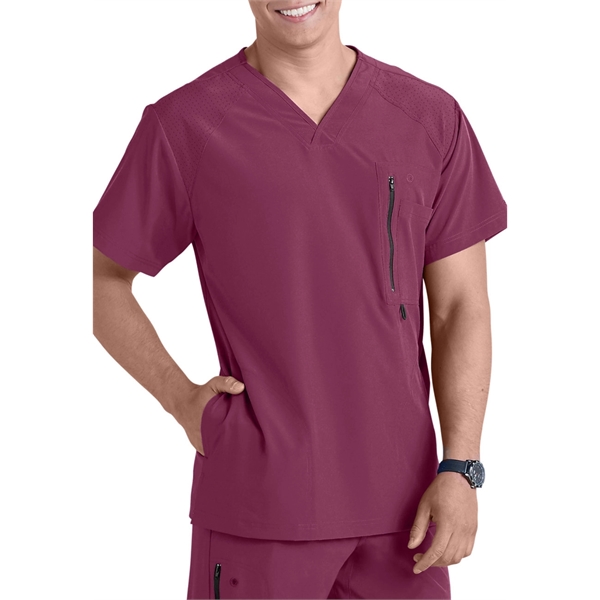Barco One Men's V-Neck Zip-Pocket Solid Scrub Top - Barco One Men's V-Neck Zip-Pocket Solid Scrub Top - Image 8 of 11