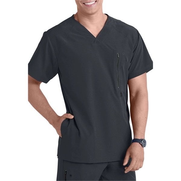 Barco One Men's V-Neck Zip-Pocket Solid Scrub Top - Barco One Men's V-Neck Zip-Pocket Solid Scrub Top - Image 9 of 11