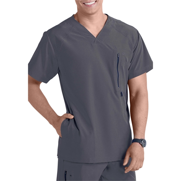 Barco One Men's V-Neck Zip-Pocket Solid Scrub Top - Barco One Men's V-Neck Zip-Pocket Solid Scrub Top - Image 10 of 11