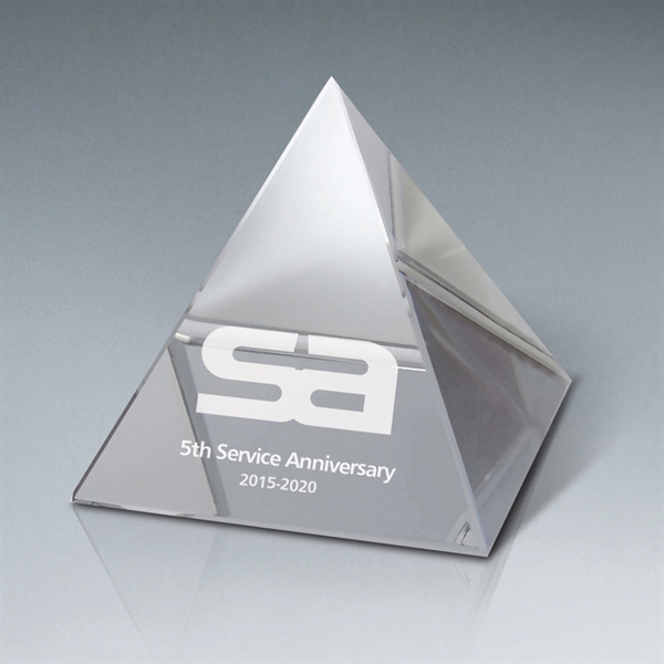 Optic Crystal Pyramid Paperweight - Medium