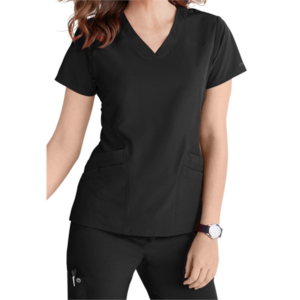 Barco One Women's V-Neck Perforated Side Panel Scrub Top - Barco One Women's V-Neck Perforated Side Panel Scrub Top - Image 0 of 9