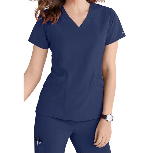 Barco One Women's V-Neck Perforated Side Panel Scrub Top - Barco One Women's V-Neck Perforated Side Panel Scrub Top - Image 3 of 9