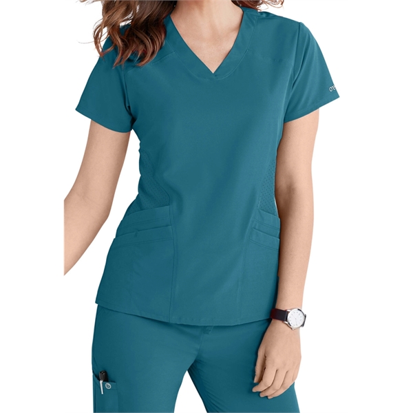 Barco One Women's V-Neck Perforated Side Panel Scrub Top - Barco One Women's V-Neck Perforated Side Panel Scrub Top - Image 4 of 9