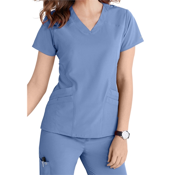 Barco One Women's V-Neck Perforated Side Panel Scrub Top - Barco One Women's V-Neck Perforated Side Panel Scrub Top - Image 6 of 9