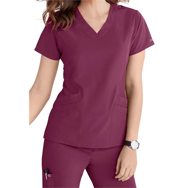 Barco One Women's V-Neck Perforated Side Panel Scrub Top - Barco One Women's V-Neck Perforated Side Panel Scrub Top - Image 7 of 9