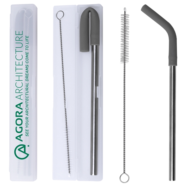 Stainless Steel Metal Straw Set - Stainless Steel Metal Straw Set - Image 1 of 2