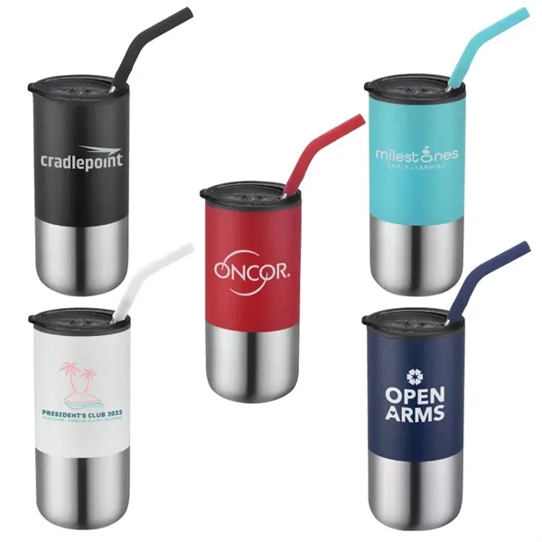 Emery 18 oz. Double Walled Stainless Steel Tumbler w/Straw
