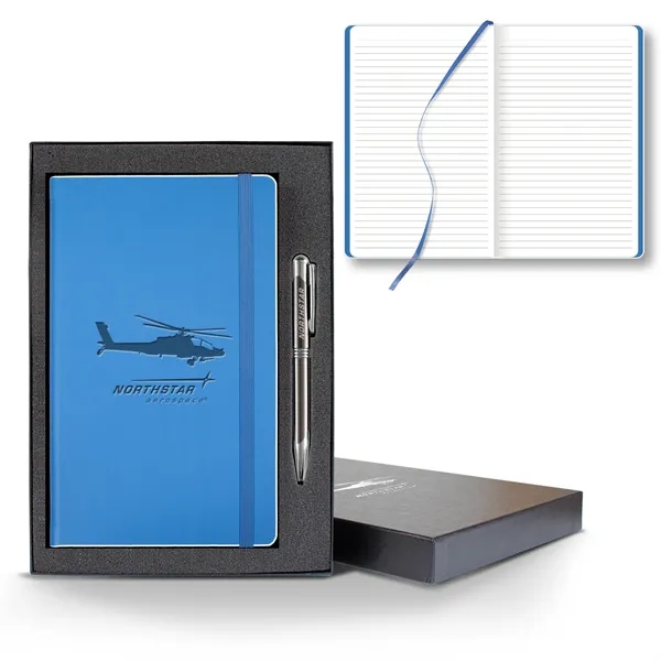 Custom Color Laser Medio Lined White Page Journal Gift Set