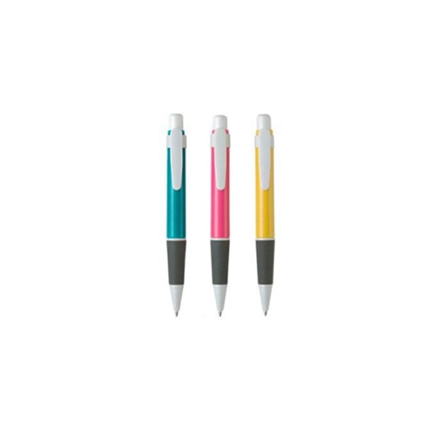 Classic plastic ballpoint pen with silicone grip - Classic plastic ballpoint pen with silicone grip - Image 2 of 6