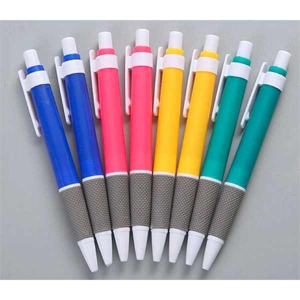 Classic plastic ballpoint pen with silicone grip - Classic plastic ballpoint pen with silicone grip - Image 4 of 6