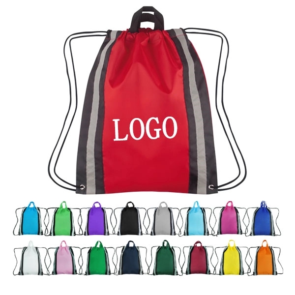 Large Non-Woven Reflective Drawstring Backpack - 20 " x 16 " - Large Non-Woven Reflective Drawstring Backpack - 20 " x 16 " - Image 13 of 13