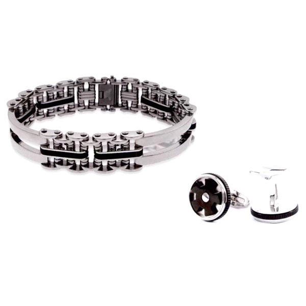 Wide Link Bracelet and Industrial Cufflink Set - Wide Link Bracelet and Industrial Cufflink Set - Image 0 of 0