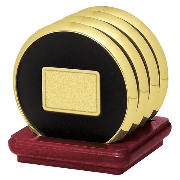 JAFFA® Four Coasters with Solid Cherry Stand
