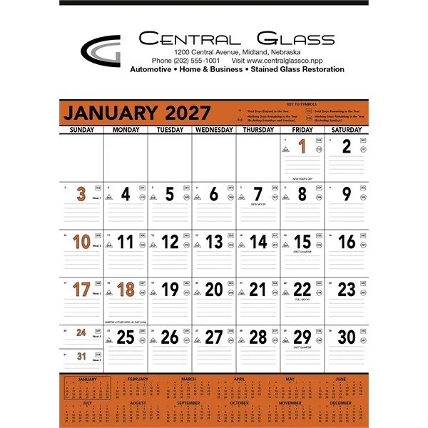 Triumph® Calendars Orange & Black Contractor Memo Calendar