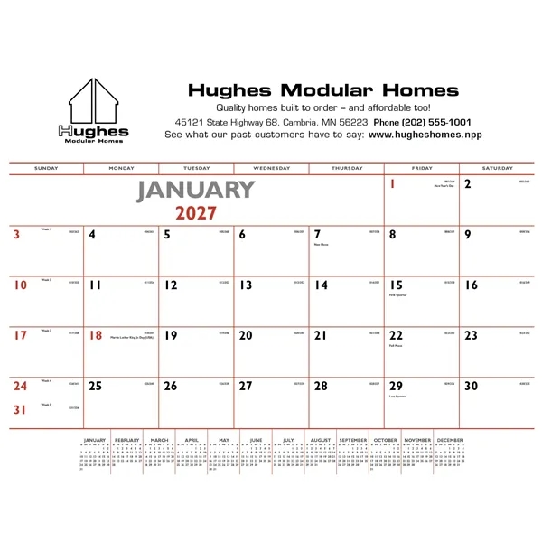 Triumph® Calendars Red & Black Desk Pad