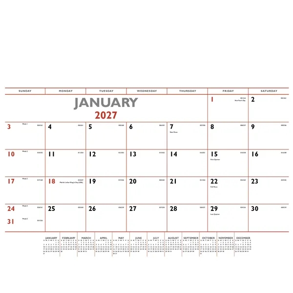 Triumph® Calendars Red & Black Desk Pad