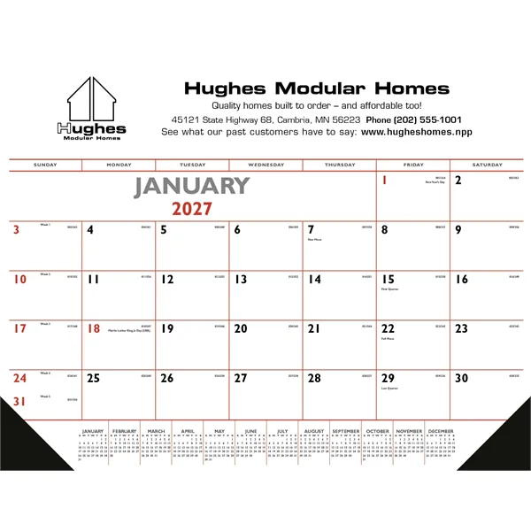 Triumph® Calendars Red & Black Desk Pad with Vinyl Corners