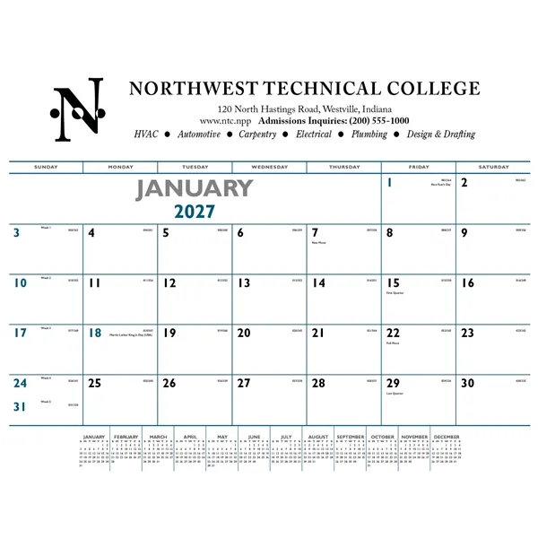Triumph® Calendars Blue & Black Desk Pad