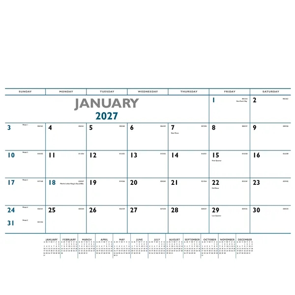 Triumph® Calendars Blue & Black Desk Pad