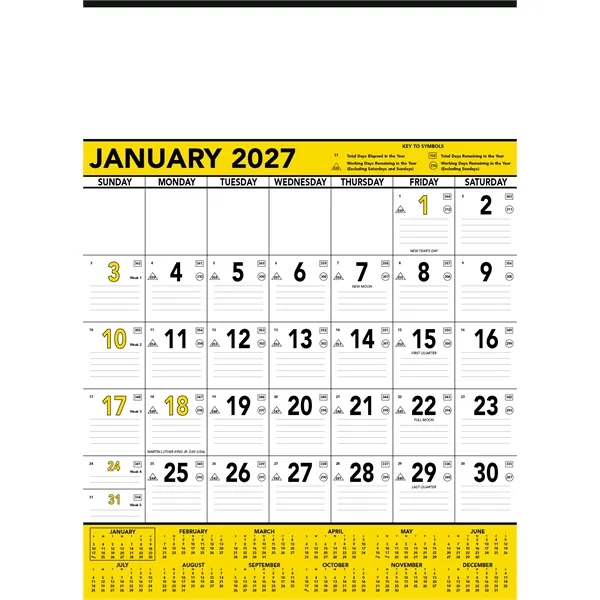 Custom Triumph® Calendars Yellow & Black Contractor Memo Calendar
