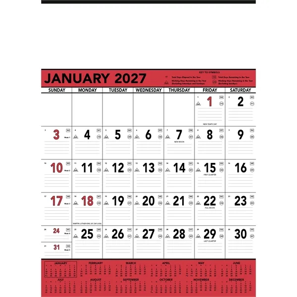 Custom Triumph® Calendars Red & Black Contractor Memo Calendar