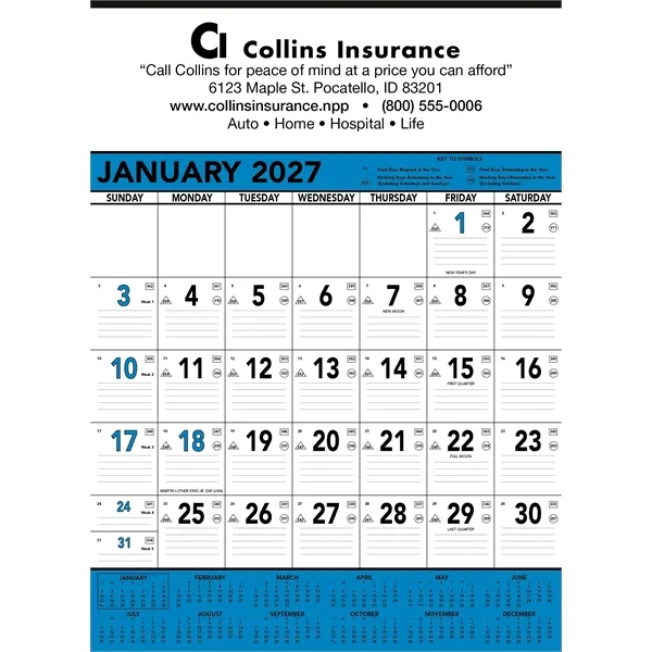Triumph® Calendars Blue & Black Contractor Memo Calendar