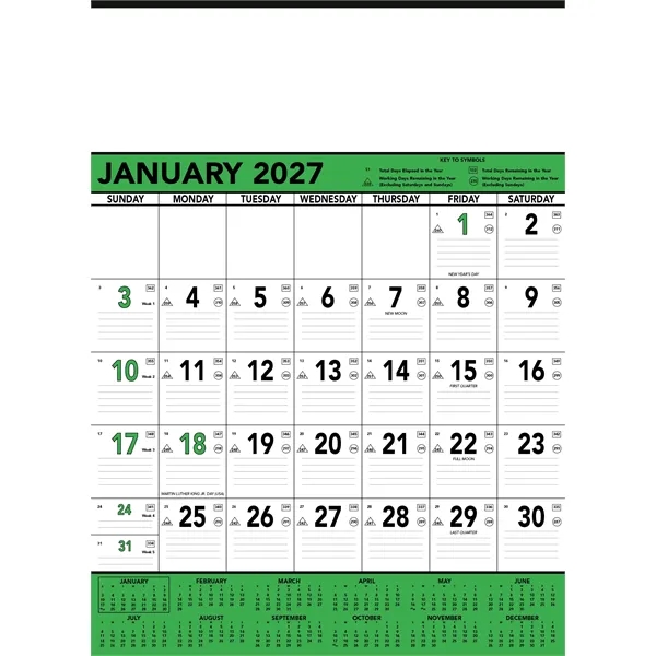 Custom Triumph® Calendars Green & Black Contractor Memo Calendar