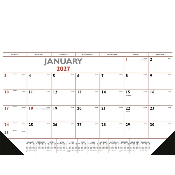 Triumph® Calendars Red & Black Desk Pad with Vinyl Corners