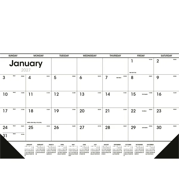 Custom Triumph® Calendars Black & White Desk Pad with Vinyl Corners