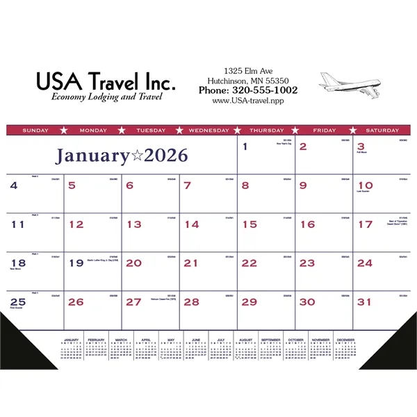 Custom Triumph® Calendars Patriotic Desk Pad with Vinyl Corners