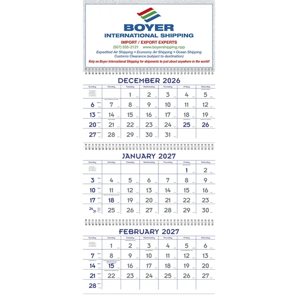 Custom Triumph® Calendars Blue & Grey Commercial Planner