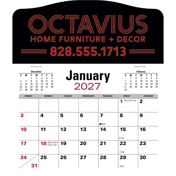 Triumph® Calendars Press-N-Stick Jumbo Header with 3-Mont...