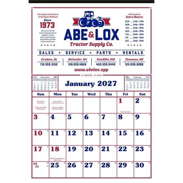 Skinner & Kennedy® Commercial 12-Sheet Calendar