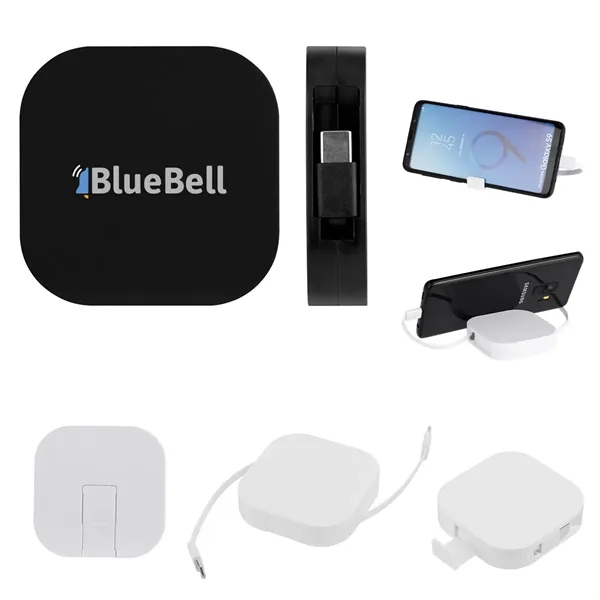 60W rABS Retractable Quick Charging Cable & Phone Stand