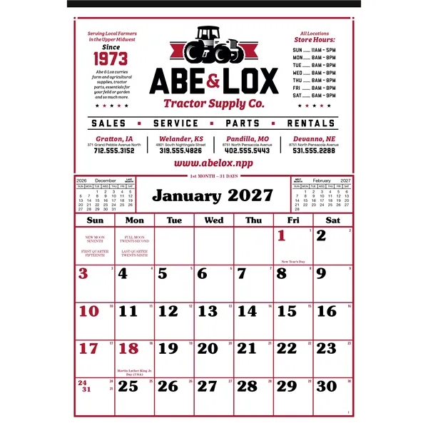 Skinner & Kennedy® Commercial 12-Sheet Calendar
