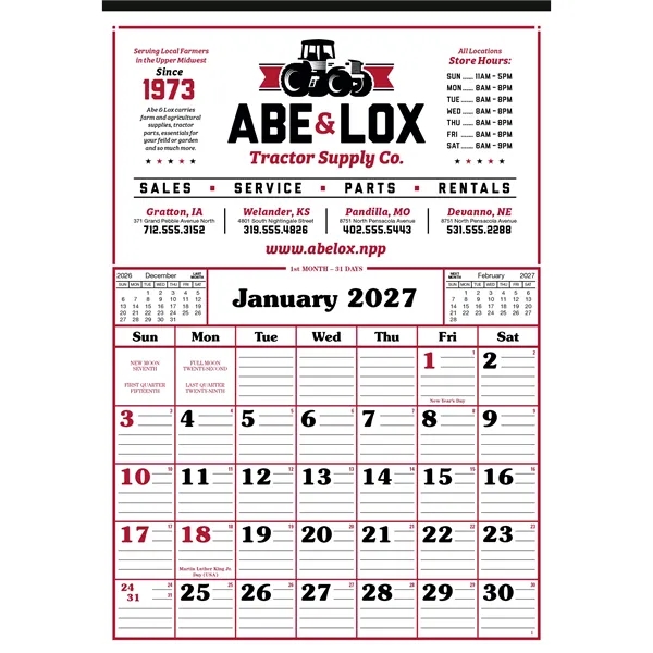 Custom Skinner & Kennedy® Commercial 12-Sheet Calendar