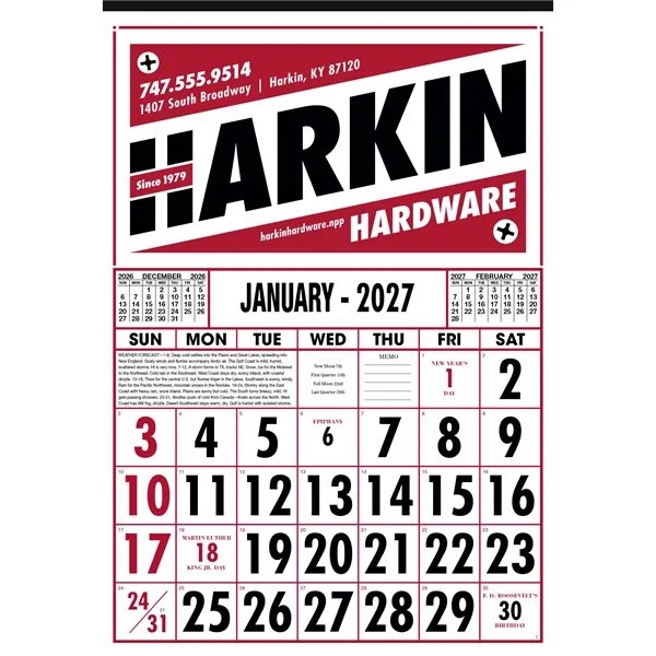 Skinner & Kennedy® Commercial 12-Sheet Calendar