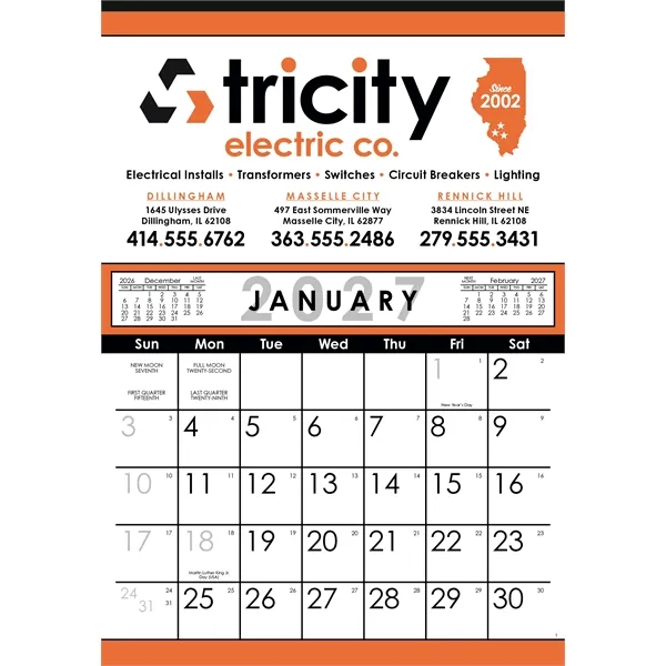 Skinner & Kennedy® Commercial 12-Sheet Calendar